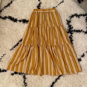 yellow and white striped skirt